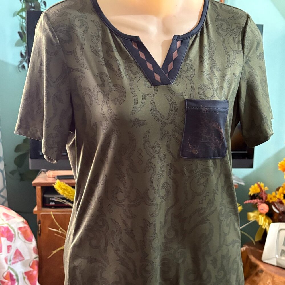 Sterling Creek Hello Darlin' Pullover Short Sleeve Shirt Top  XS